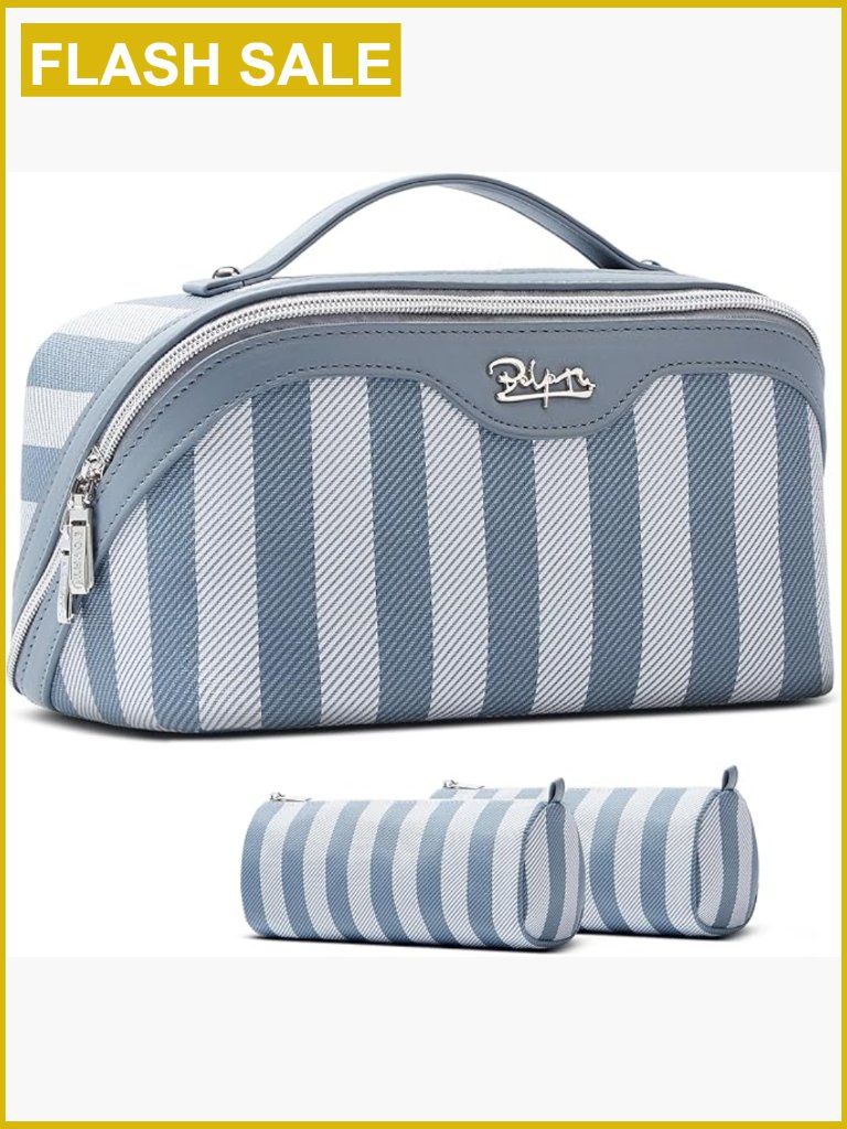 3-Piece Travel Makeup Bag Set With Compartments - Waterproof Vegan Leather
